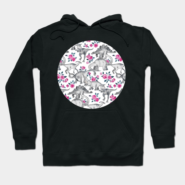 Dinosaurs and Roses – white Hoodie by micklyn